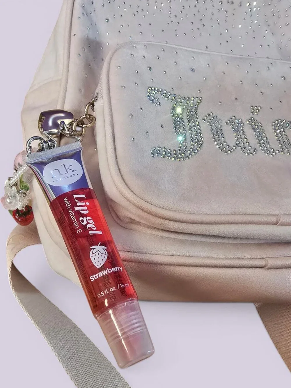 Juicy Couture Pink Velour Rhinestone Mini Backpack Y2K Coquette Charm Bag